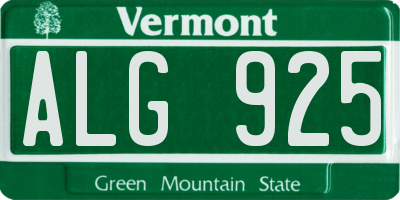 VT license plate ALG925