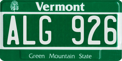 VT license plate ALG926