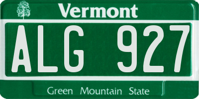 VT license plate ALG927