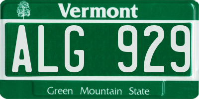 VT license plate ALG929
