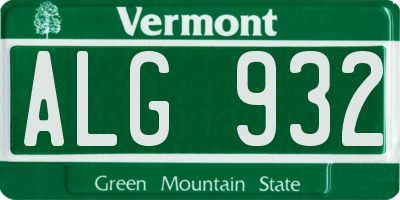 VT license plate ALG932