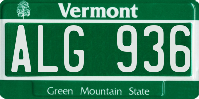 VT license plate ALG936