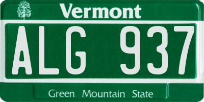 VT license plate ALG937