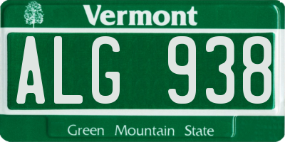 VT license plate ALG938