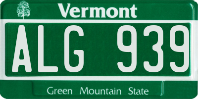 VT license plate ALG939