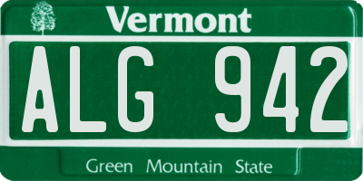 VT license plate ALG942