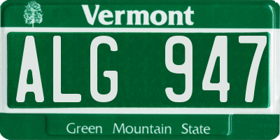 VT license plate ALG947