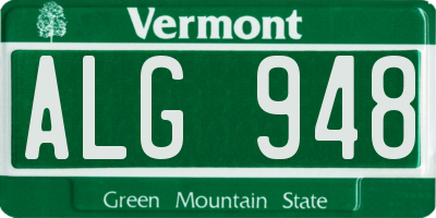 VT license plate ALG948