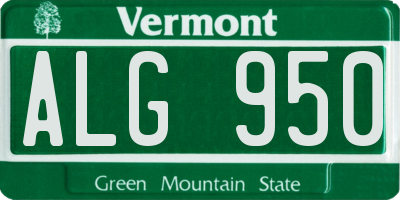 VT license plate ALG950