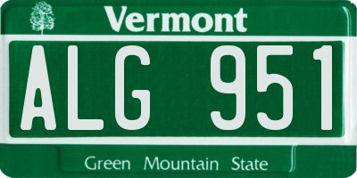 VT license plate ALG951