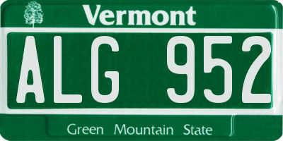 VT license plate ALG952