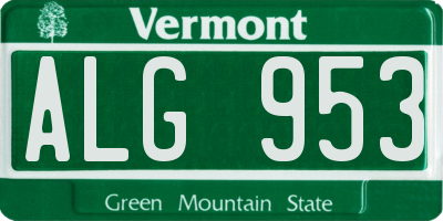 VT license plate ALG953