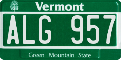 VT license plate ALG957