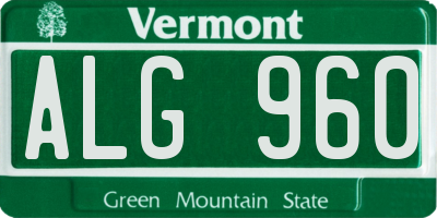 VT license plate ALG960