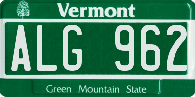 VT license plate ALG962
