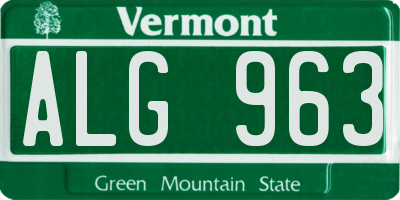 VT license plate ALG963