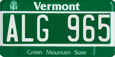 VT license plate ALG965