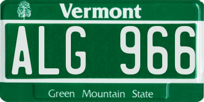 VT license plate ALG966