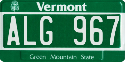 VT license plate ALG967
