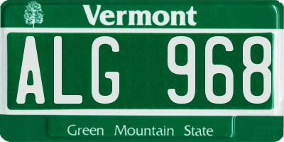 VT license plate ALG968
