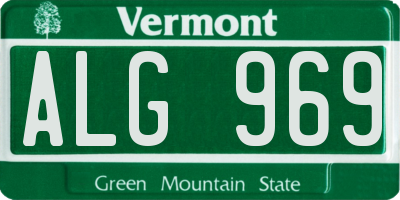 VT license plate ALG969
