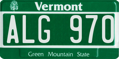 VT license plate ALG970