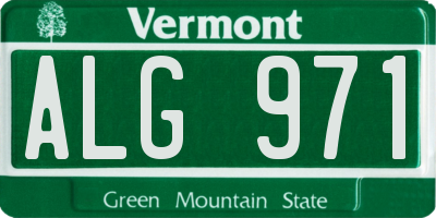 VT license plate ALG971