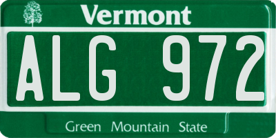 VT license plate ALG972