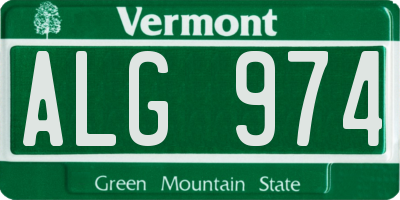 VT license plate ALG974