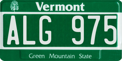 VT license plate ALG975