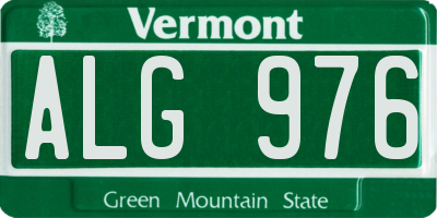 VT license plate ALG976