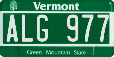 VT license plate ALG977