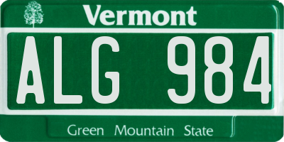 VT license plate ALG984