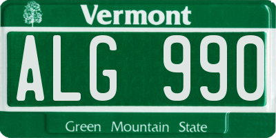 VT license plate ALG990
