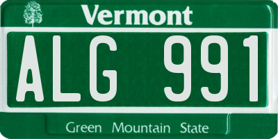 VT license plate ALG991