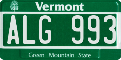VT license plate ALG993