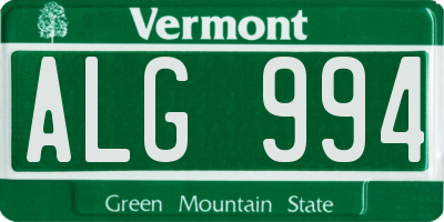 VT license plate ALG994
