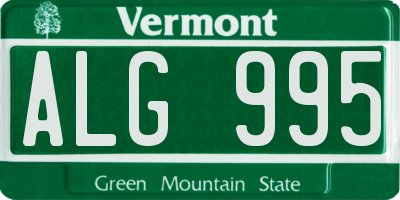 VT license plate ALG995