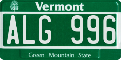 VT license plate ALG996