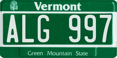 VT license plate ALG997
