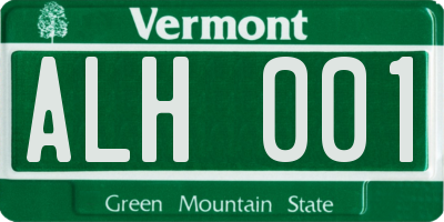 VT license plate ALH001