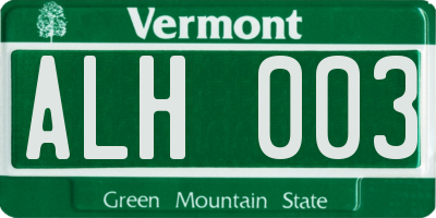 VT license plate ALH003