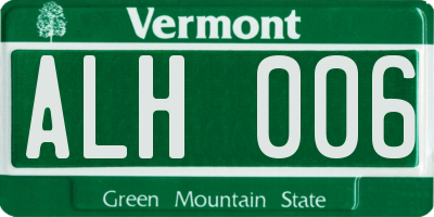VT license plate ALH006
