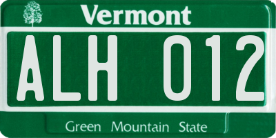 VT license plate ALH012