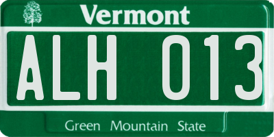 VT license plate ALH013