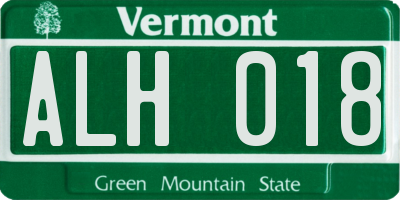 VT license plate ALH018