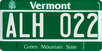 VT license plate ALH022