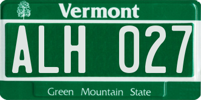 VT license plate ALH027