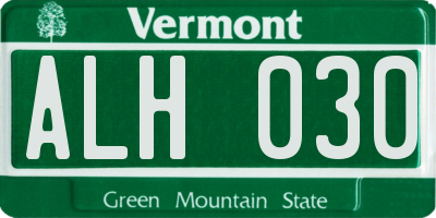 VT license plate ALH030