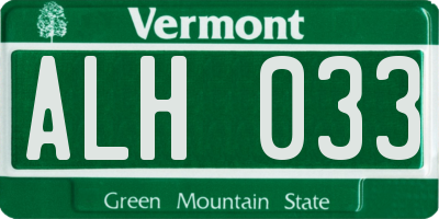 VT license plate ALH033